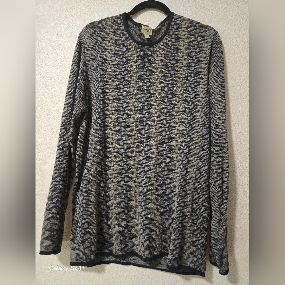 Armani Collezioni Blue and Gray Striped Sweater